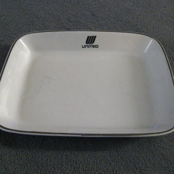 United Airlines Tulip Logo Vintage 1980's Plate Dish - Picture 1 of 12